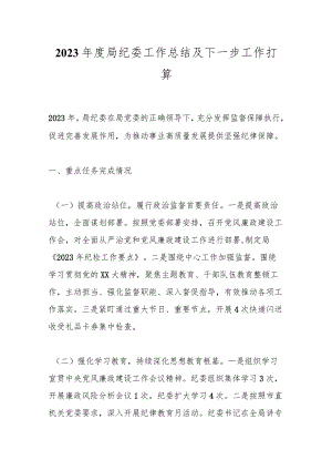 2023年度局纪委工作总结及下一步工作打算.docx