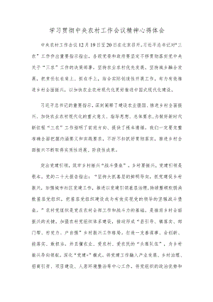学习贯彻中央农村工作会议精神心得体会.docx