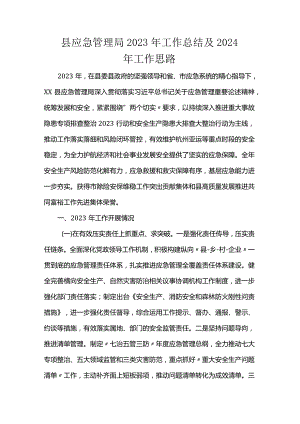 县应急管理局2023年工作总结及2024年工作思路.docx