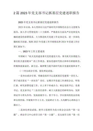 2篇2023年党支部书记抓基层党建述职报告.docx