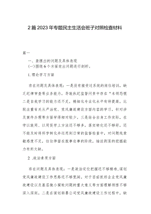 2篇2023年专题民主生活会班子对照检查材料.docx