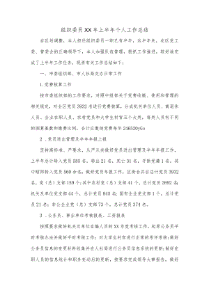 组织委员XX年上半年个人工作总结.docx