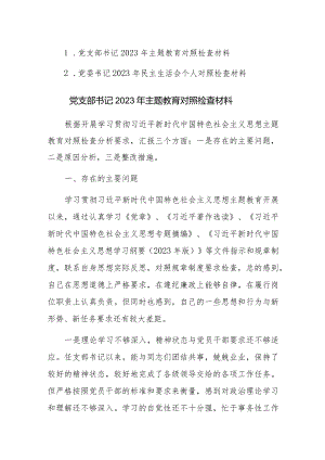 党支部书记2023年主题教育对照检查材料范文2篇.docx
