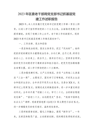2023年区委老干部局党支部书记抓基层党建工作述职报告.docx