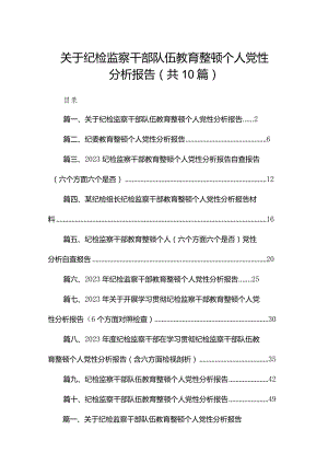 关于纪检监察干部队伍教育整顿个人党性分析报告10篇供参考.docx
