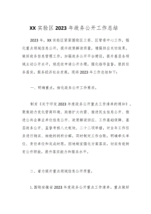 XX实验区2023年政务公开工作总结.docx