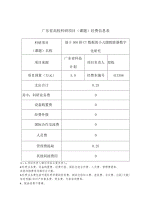 广东省高校科研项目(课题)经费信息表.docx