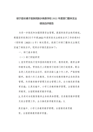 绥宁县长铺子苗族侗族乡枫香学校2022年度部门整体支出绩效自评报告.docx