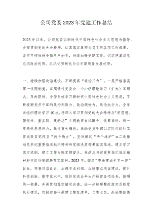 公司党委2023年党建工作总结.docx