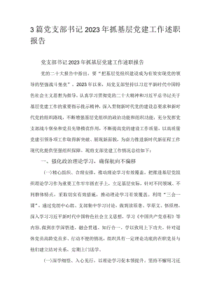3篇党支部书记2023年抓基层党建工作述职报告.docx