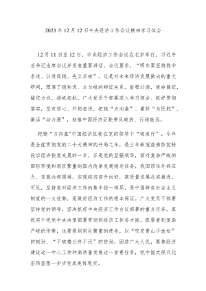 2023年12月12日中央经济工作会议精神学习体会3篇.docx