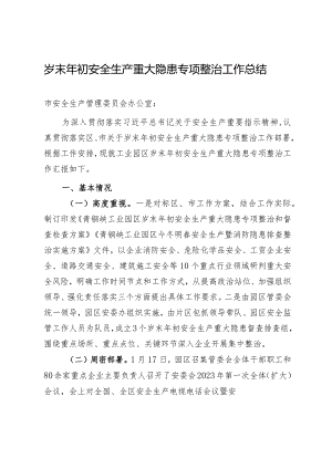 岁末年初安全生产重大隐患专项整治工作小结.docx
