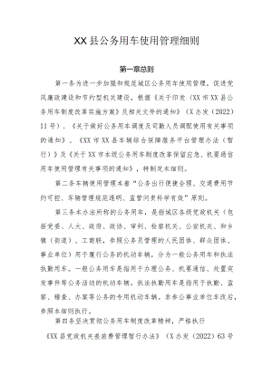 XX县公务用车使用管理细则.docx