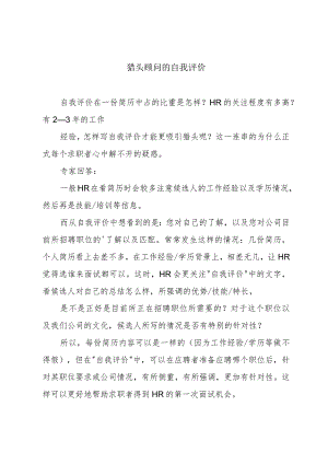 猎头顾问的自我评价.docx