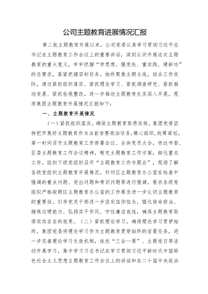 公司主题教育进展情况汇报.docx