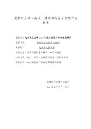 龙泉市乡镇街道财政运行综合绩效评价报告.docx