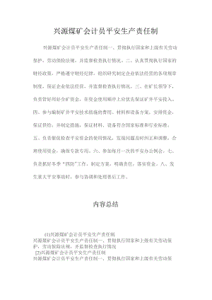 最新整理兴源煤矿会计员安全生产责任制.docx