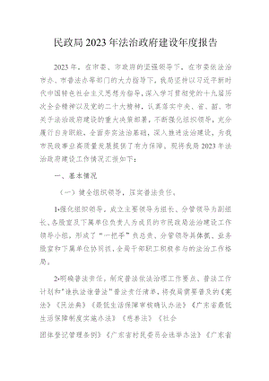 某民政局2023年法治政府建设年度报告.docx