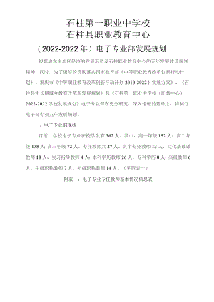 电子专业部五年发展规划.docx