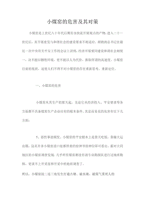 最新整理小煤窑的危害及其对策.docx