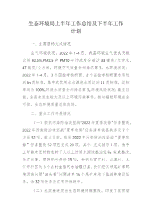 生态环境局上半年工作总结及下半年工作计划.docx