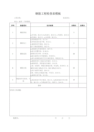 钢筋工程检查表模板.docx