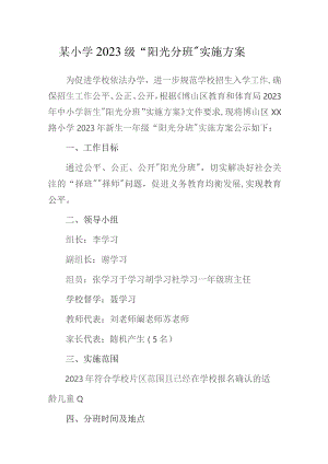 某小学2023级“阳光分班”实施方案.docx