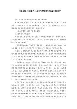2023年上半年党风廉政建设和反腐败工作总结.docx