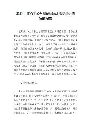 2023年重点非公有制企业统计监测调研情况的报告.docx