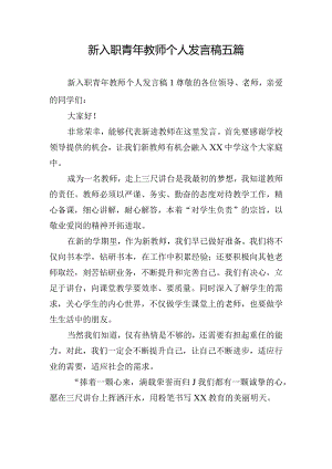 新入职青年教师个人发言稿五篇.docx