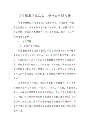 在专题组织生活会 六个方面对照检查.docx