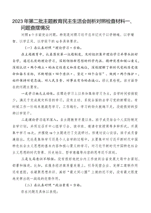 2023年第二批集中教育民主生活会剖析对照检查材料.docx