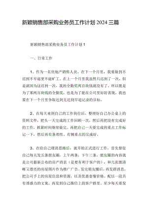 新颖销售部采购业务员工作计划2024三篇.docx