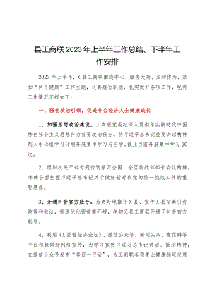 县工商联2023年上半年工作总结、下半年工作安排.docx