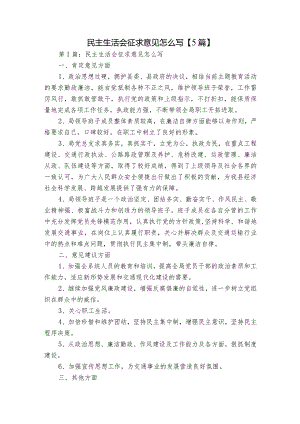 民主生活会征求意见怎么写【5篇】.docx