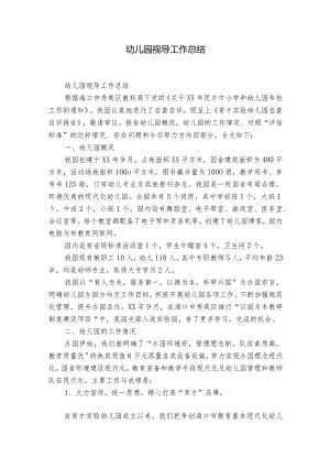 幼儿园视导工作总结.docx