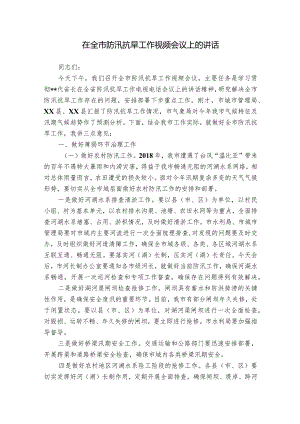 在全市防汛抗旱工作视频会议上的讲话.docx