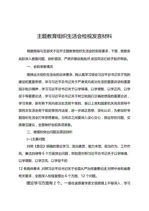 主题教育组织生活会检视发言材料.docx