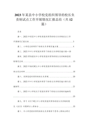 2023年某县中小学校党组织领导的校长负责制试点工作开展情况汇报总结最新版12篇合辑.docx