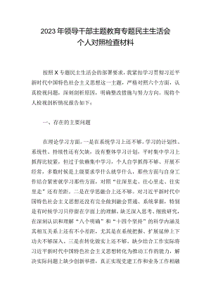 2023年领导干部主题教育专题民主生活会个人对照检查材料.docx