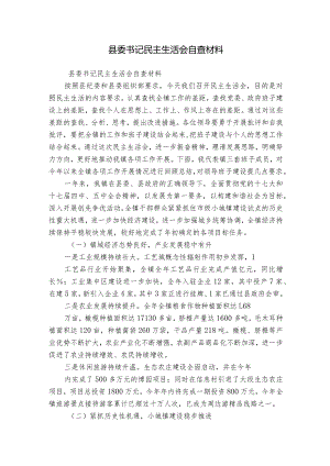 县委书记民主生活会自查材料.docx