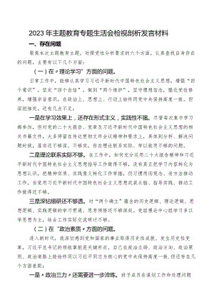 2023年专题教育专题生活会检视剖析发言材料.docx