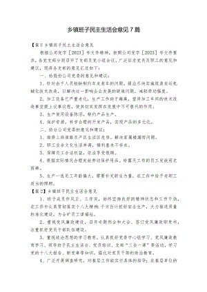 乡镇班子民主生活会意见7篇.docx