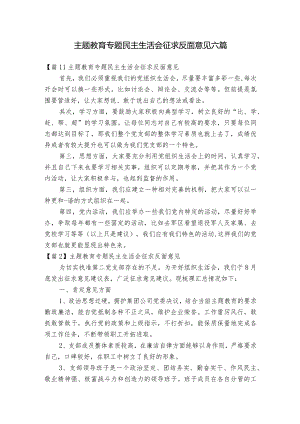 主题教育专题民主生活会征求反面意见六篇.docx