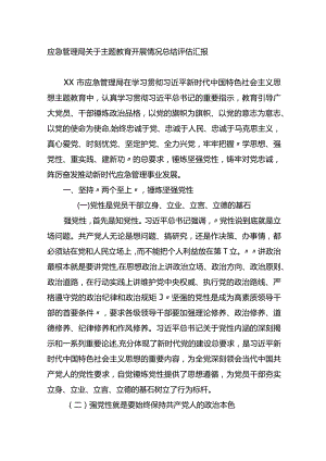 应急管理局关于主题教育开展情况总结评估汇报.docx