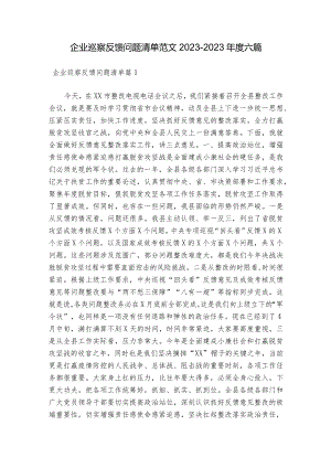 企业巡察反馈问题清单范文2023-2023年度六篇.docx