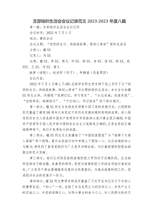 支部组织生活会会议记录范文2023-2023年度八篇.docx