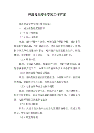 开展食品安全专项工作方案.docx