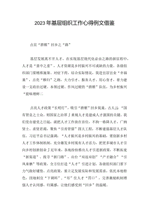 2023年基层组织工作心得例文借鉴.docx