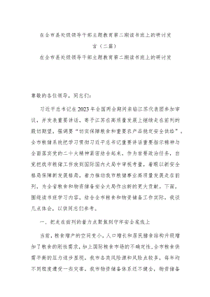 在全市县处级领导干部主题教育第二期读书班上的研讨发言(二篇).docx
